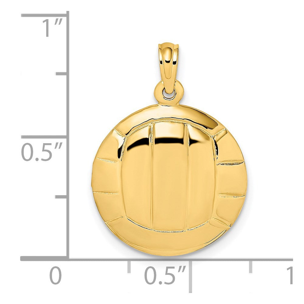 14k Yellow Gold 2-D Polished Volleyball Charm Pendant