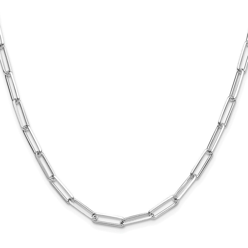 Sterling Silver Rhodium-plated 4.4mm Diamond-Cut Paperclip Chain Necklace