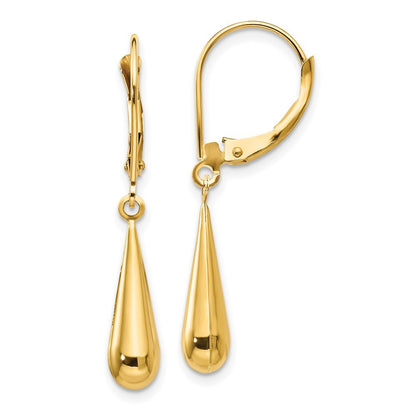 14k Yellow Gold Teardrop Drop Dangle Earrings