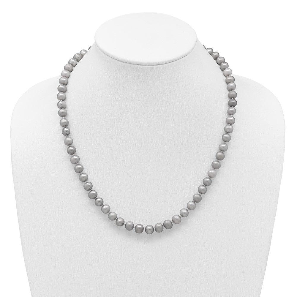 14k Yellow Gold 7-8mm Grey Near Round Freshwater Cultured Pearl 20 inch Necklace