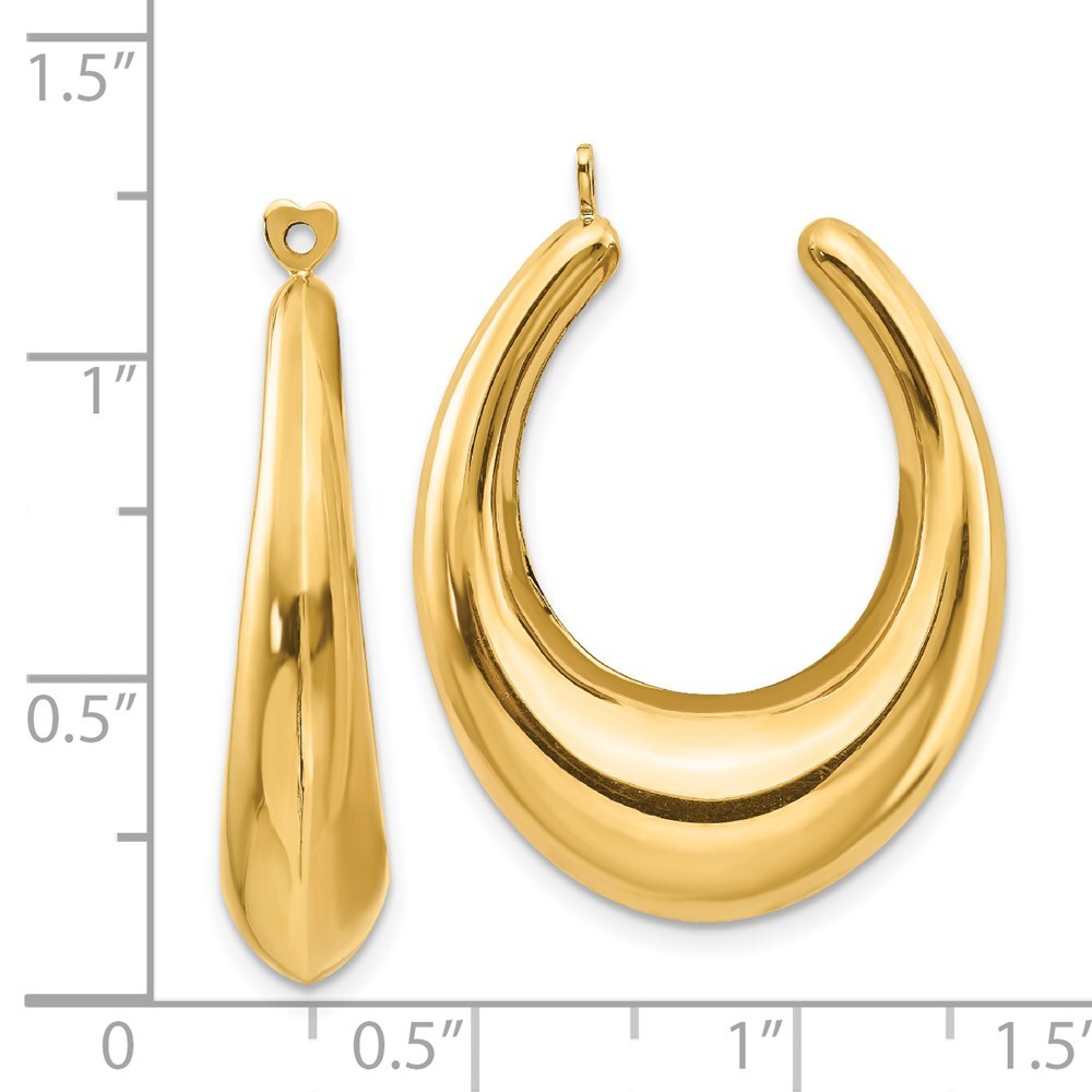 14k Yellow Gold Polished Hollow Hoop Earring Jackets