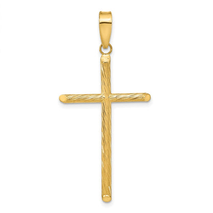 14k Yellow Gold Polished & Textured Fancy Cross Pendant