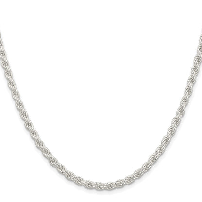 Sterling Silver Rhodium-plated 4.5mm Solid Rope Chain Necklace