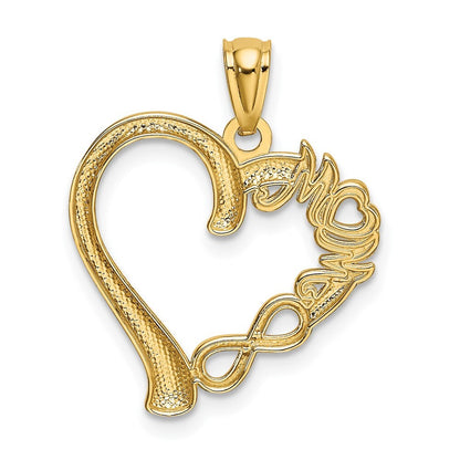 14k Yellow Gold Polished MOM in Heart Infinity Symbol Pendant for Women