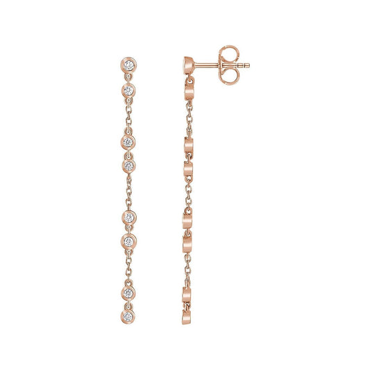 14k Rose Gold 1/3 CTW Natural Diamond Chain Stud Earrings Fine Jewelry for Women