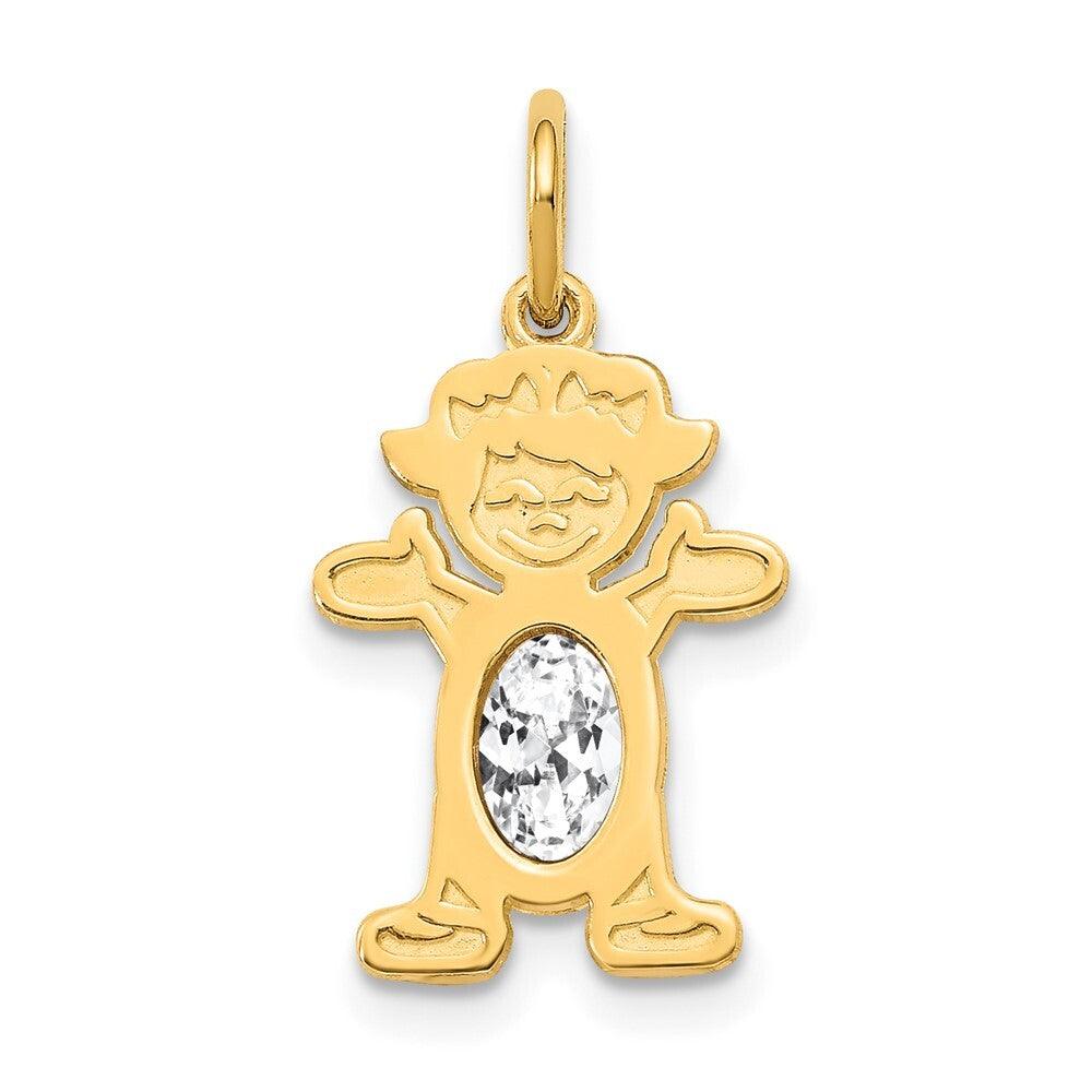 14k Yellow Gold Girl 6x4 Oval Genuine White Topaz-April Pendant for Women
