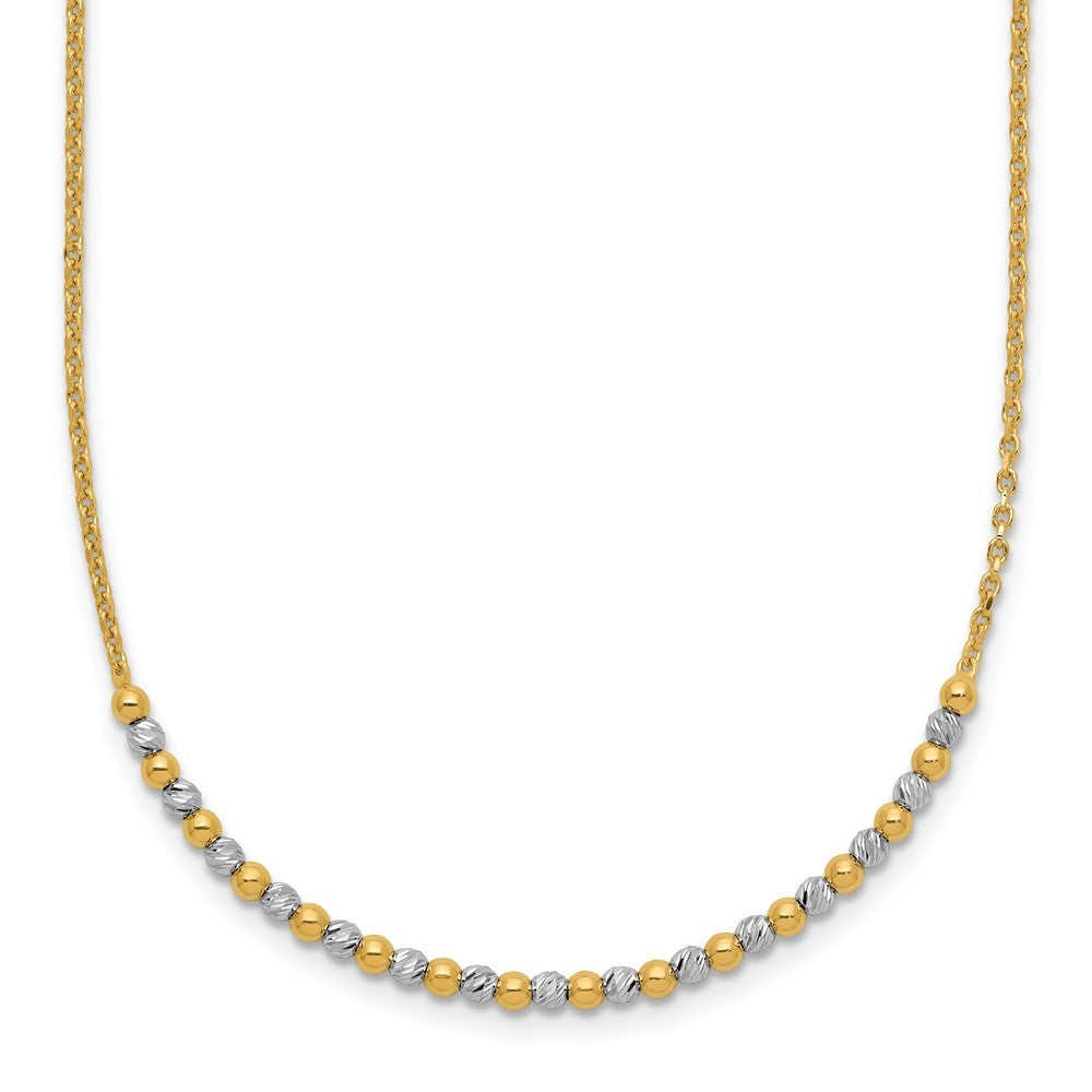 14K Two-tone Gold Diamond-cut Beaded 18in Necklace