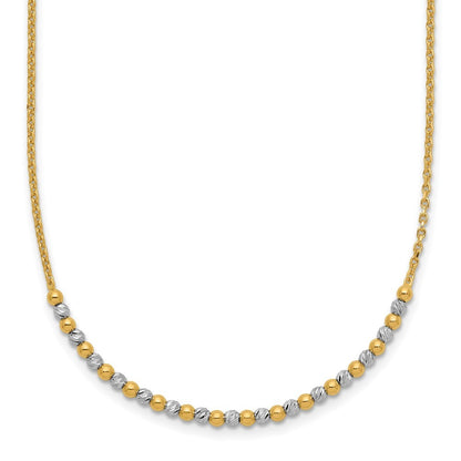 14K Two-tone Gold Diamond-cut Beaded 18in Necklace