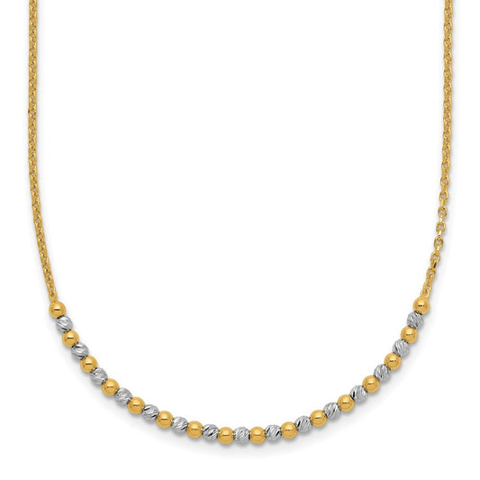 14K Two-tone Gold Diamond-cut Beaded 18in Necklace