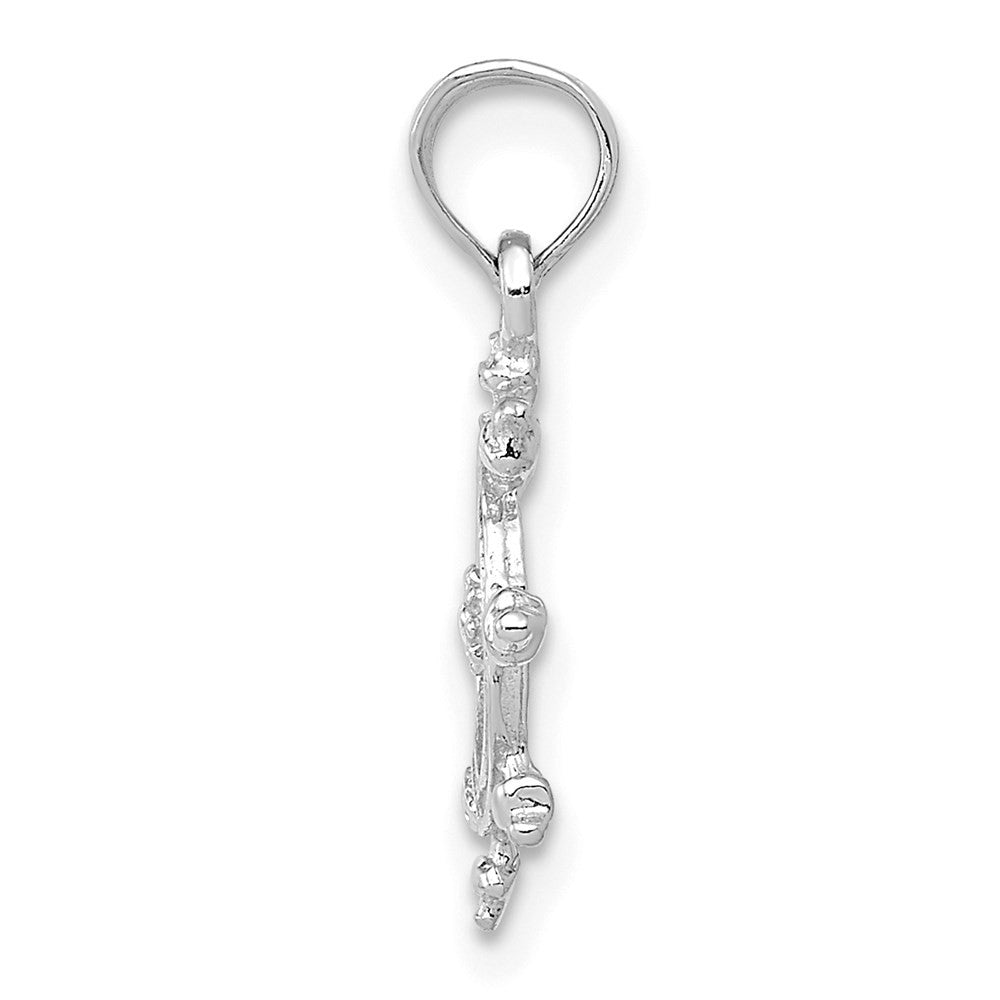14k White Gold Ship Wheel Pendant