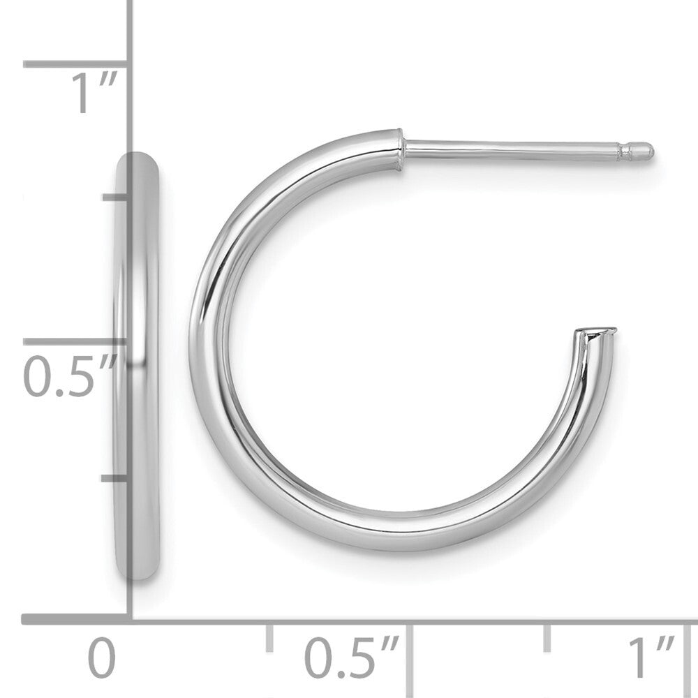 14k White Gold Polished 2.0 x 20mm Tube C-Hoop Earrings Gift for Women
