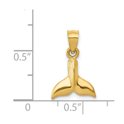 14k Yellow Gold 3D Whale Tail Pendant