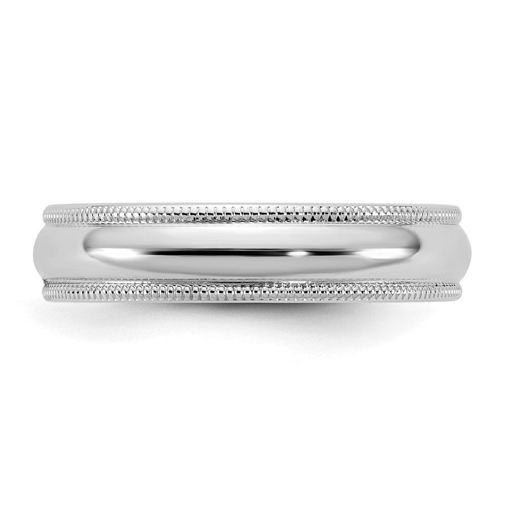 14k White Gold 4.5mm Milgrain Half Round Band Size 6