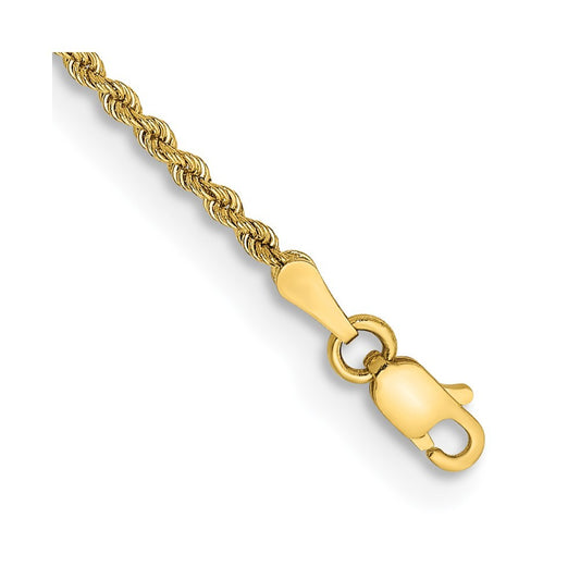 14k Yellow Gold 6 inch 2mm Regular Rope Chain Bracelet