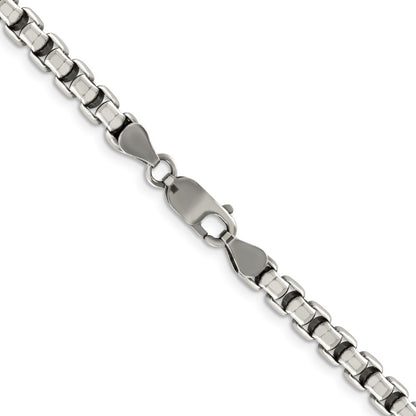 Sterling Silver Antiqued 5.2mm Round Box Chain Necklace