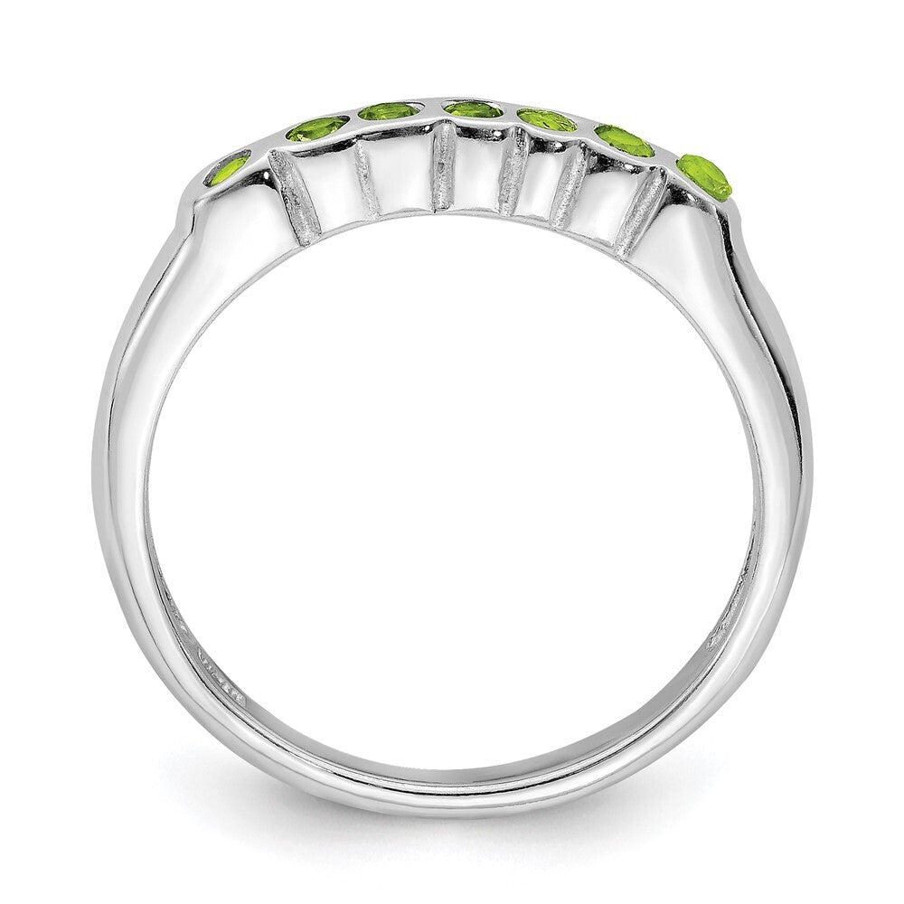 Sterling Silver Rhodium Peridot Ring Size 6