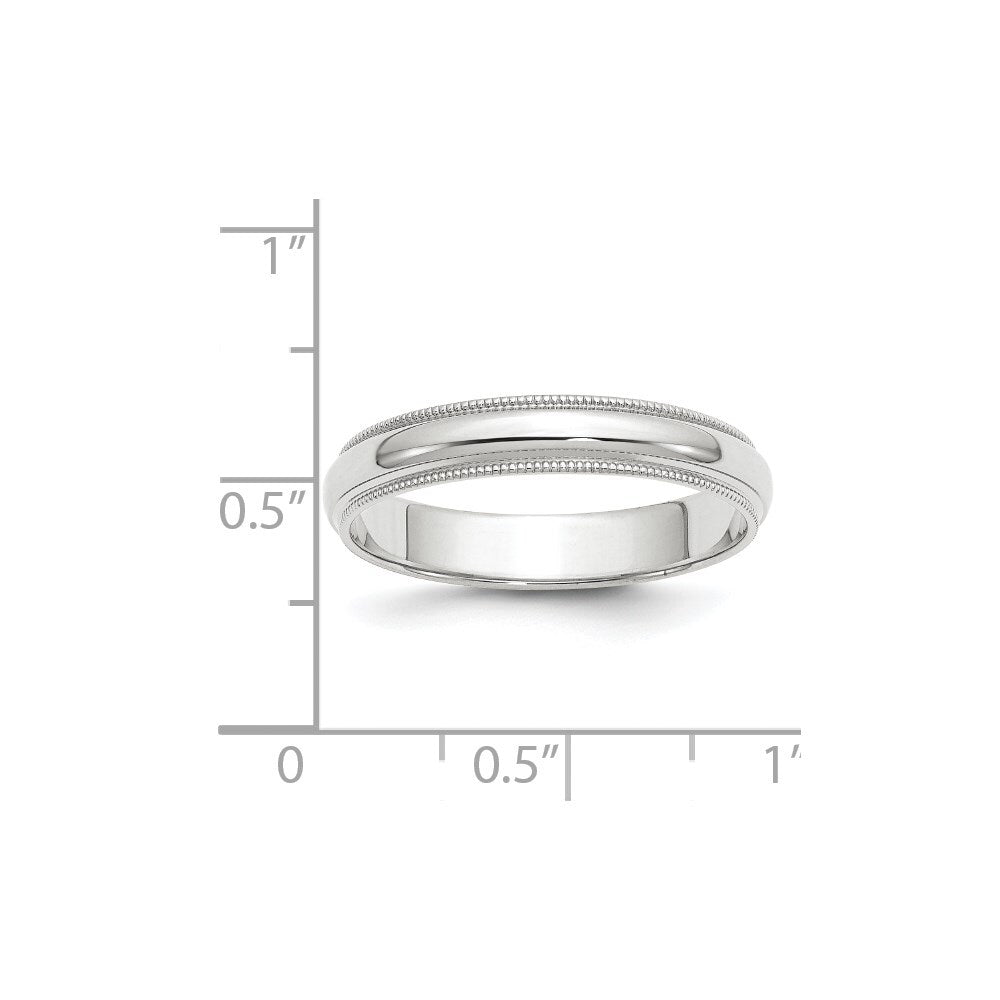 14k White Gold 4mm Milgrain Half Round Wedding Band Size 5