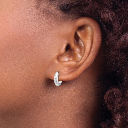 14k White Gold Hinged Hoop Earrings Gift for Women