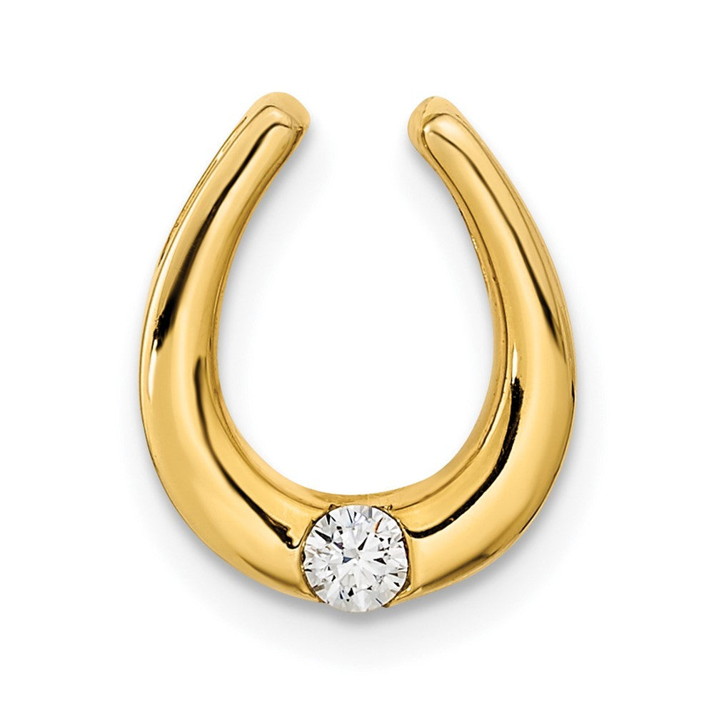 14k Yellow Gold Polished 1/15 carat Diamond Fancy Horseshoe Chain Slide
