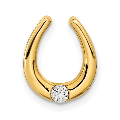 14k Yellow Gold Polished 1/15 carat Diamond Fancy Horseshoe Chain Slide