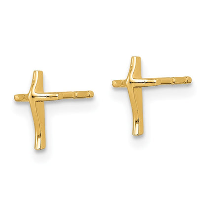 14k Yellow Gold Cross Earrings