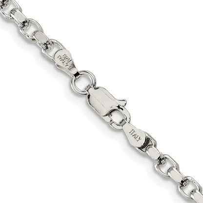 Sterling Silver Rhodium-plated 3.5mm Diamond-cut Rolo Chain Necklace