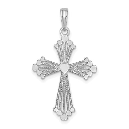 14k White Gold Cross  Heart Center Charm Pendant for Women