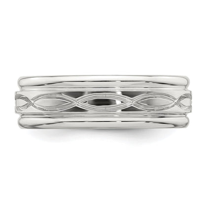 Sterling Silver 7mm Polished Flat Intertwined Beveled Edge Band Ring Size 8