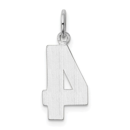 14K White Medium Polished Number 4 Charm