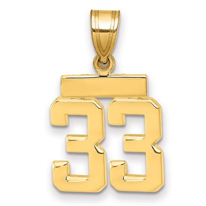 14k Yellow Gold Small Polished Number 33 Charm