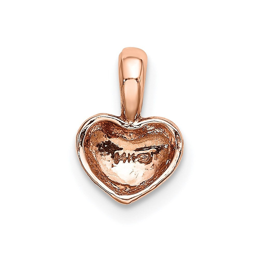 14K Rose Gold Polished Domed Concave Back Heart Charm