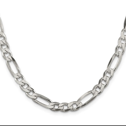 Sterling Silver 6.75mm Figaro Chain Necklace