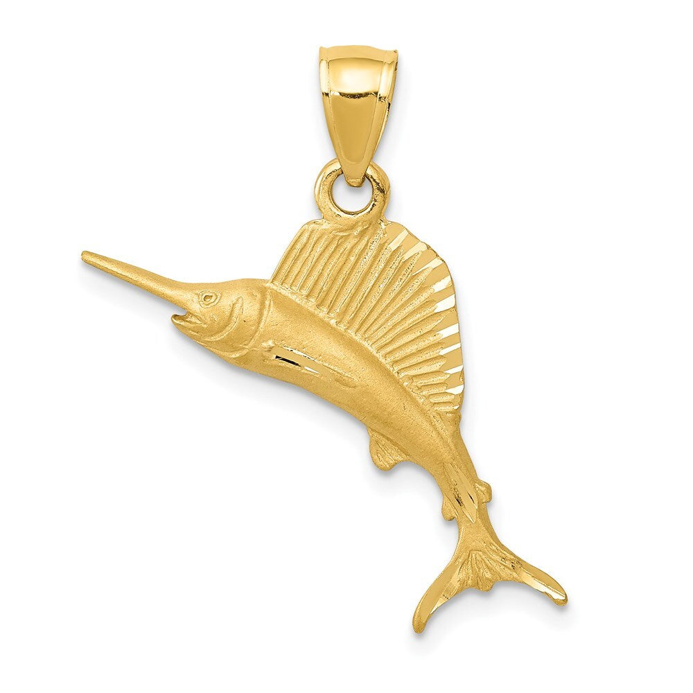 14k Yellow Gold Sailfish Pendant for Women