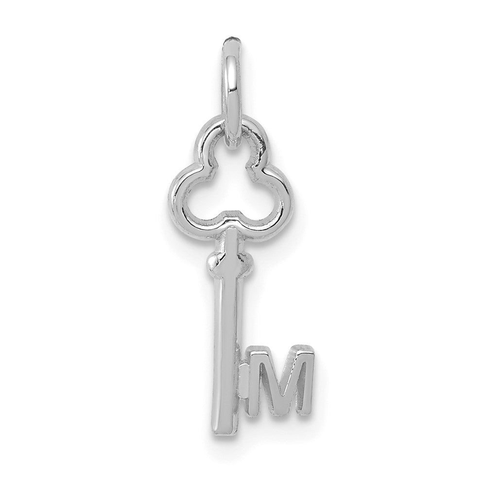 14k White Gold Key Letter M Initial Charm Pendant