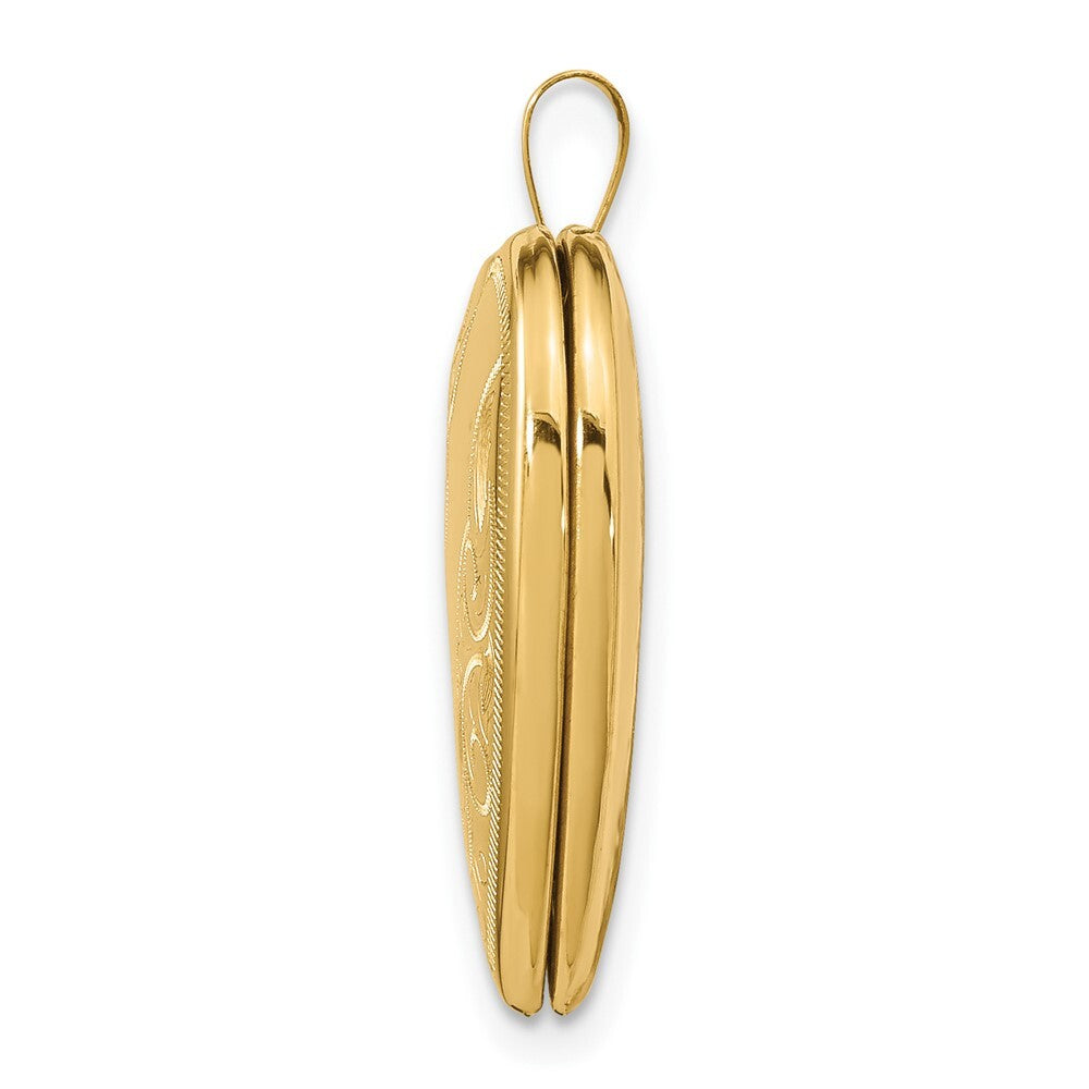 14k Yellow Gold 20mm Swirl Heart Locket Pendant for Women