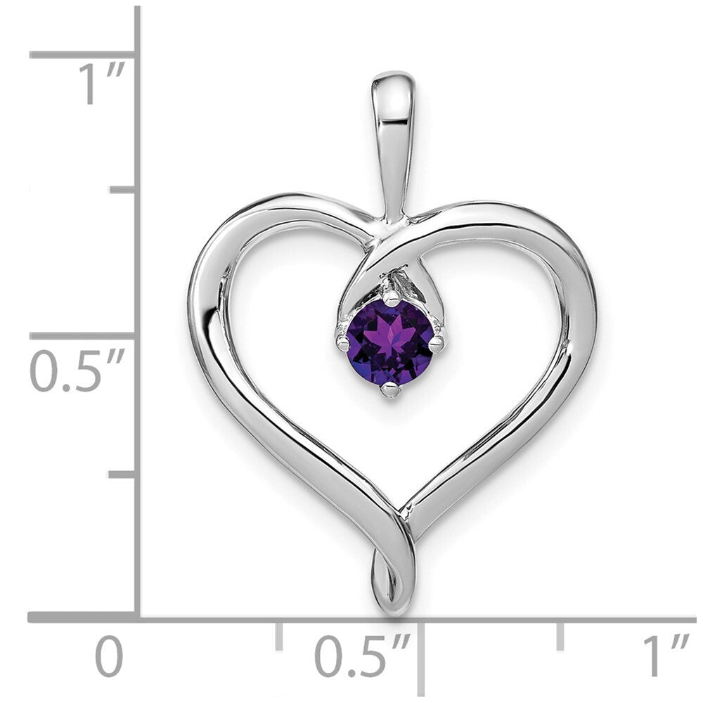 14k White Gold Amethyst Heart Pendant for Women