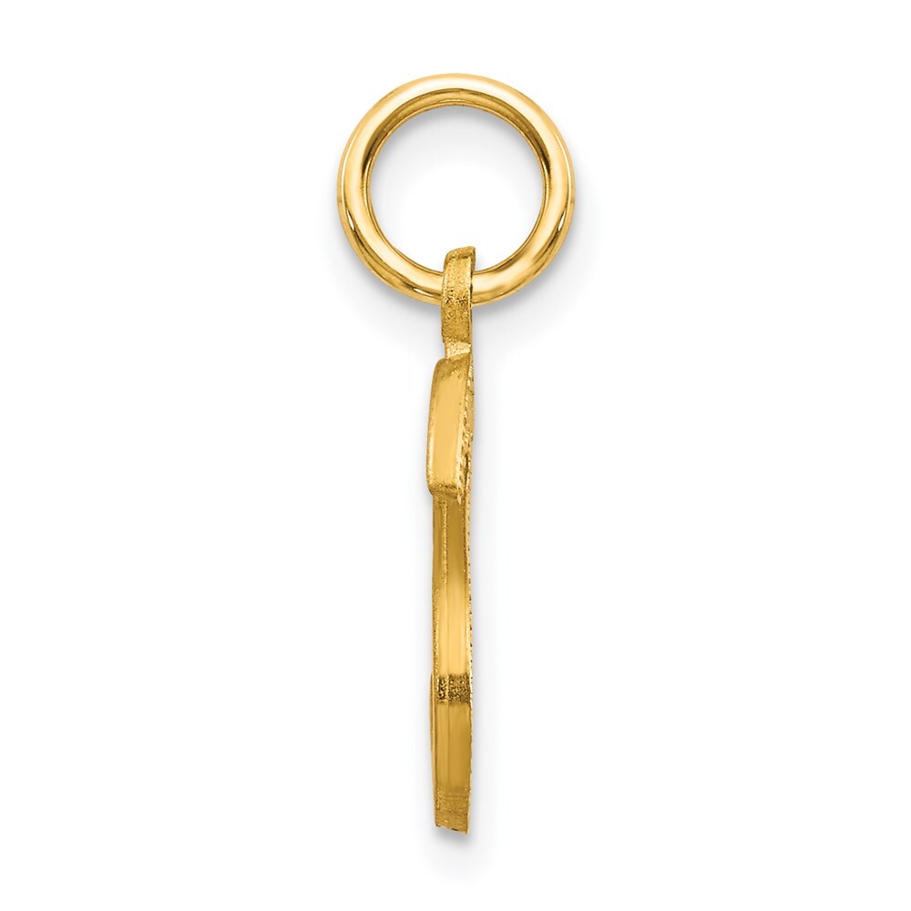 14k Yellow Gold Satin Diamond-cut Letter S Initial Charm Pendant for Women