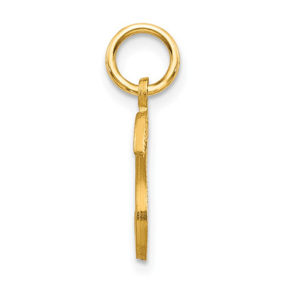 14k Yellow Gold Satin Diamond-cut Letter S Initial Charm Pendant for Women