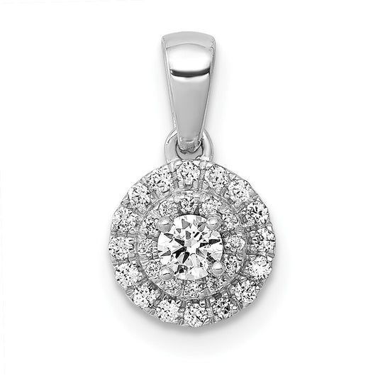 14k White Gold 1/4ct. Diamond Round Halo Cluster Pendant for Women