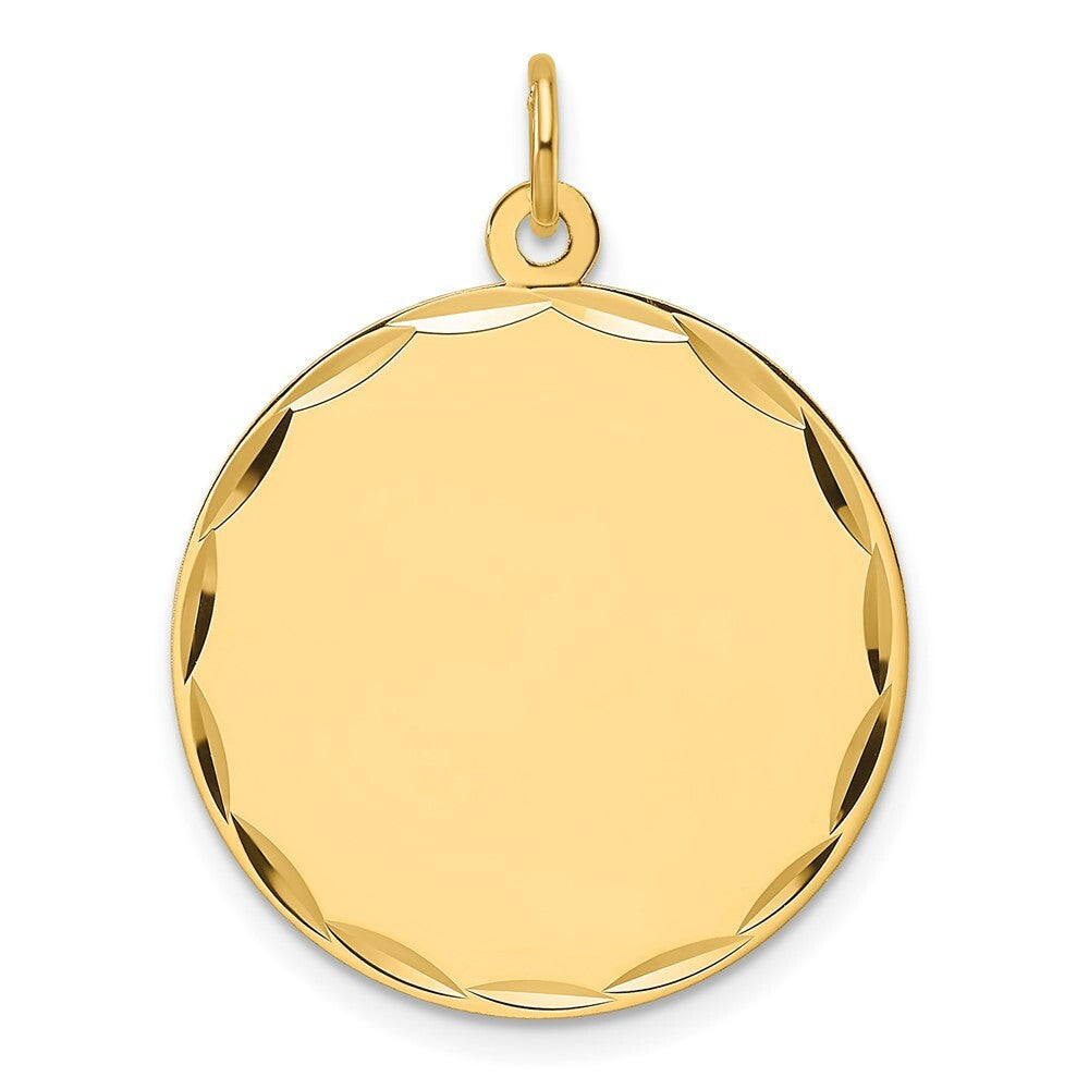 14k Yellow Gold Etched .018 Gauge Engravable Round Disc Charm Pendant for Women