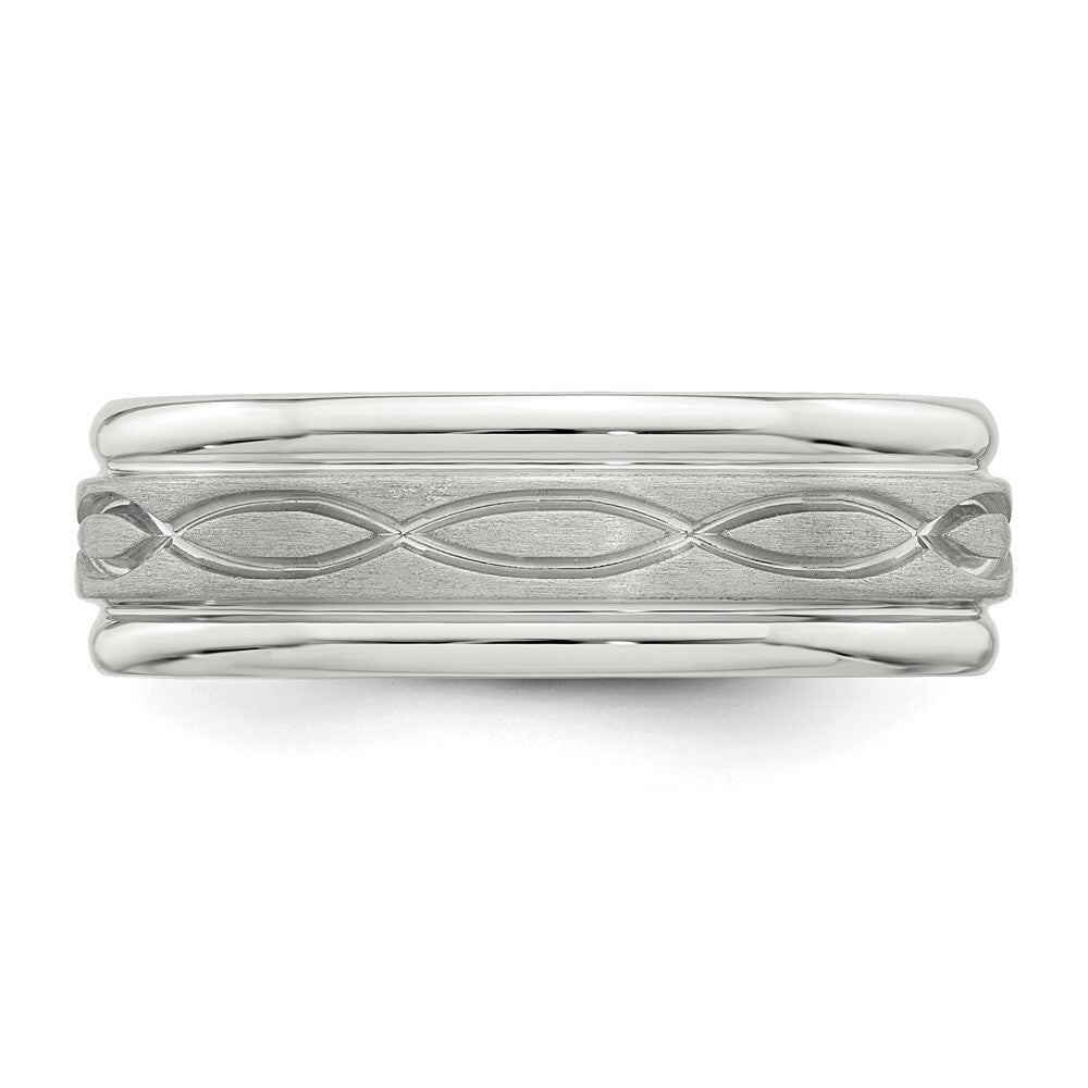 Sterling Silver 7mm Brushed Flat Intertwined Beveled Edge Band Ring Size 10