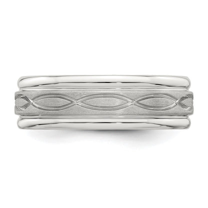 Sterling Silver 7mm Brushed Flat Intertwined Beveled Edge Band Ring Size 10