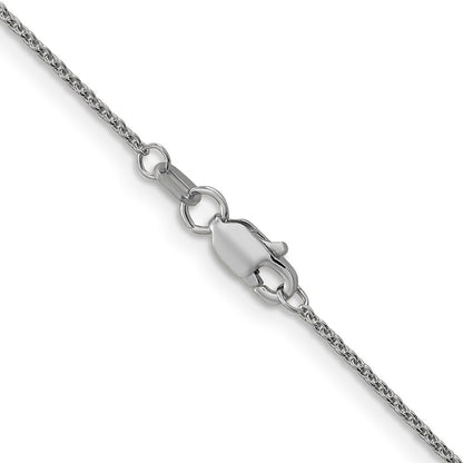 14K White Gold 26 inch 1mm Round Open Link Cable with Lobster Clasp Chain