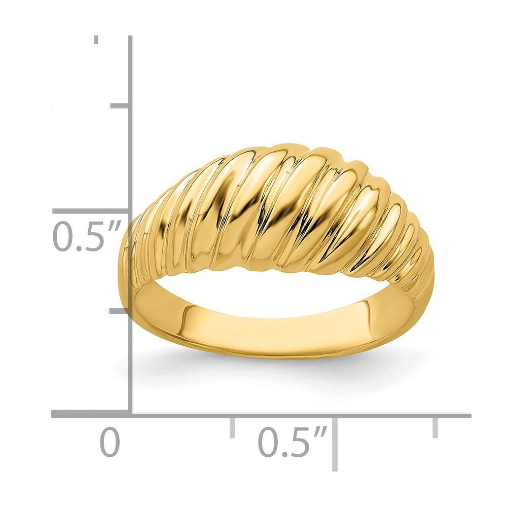 14K Yellow Gold Polished Shrimp Dome Ring Size 7