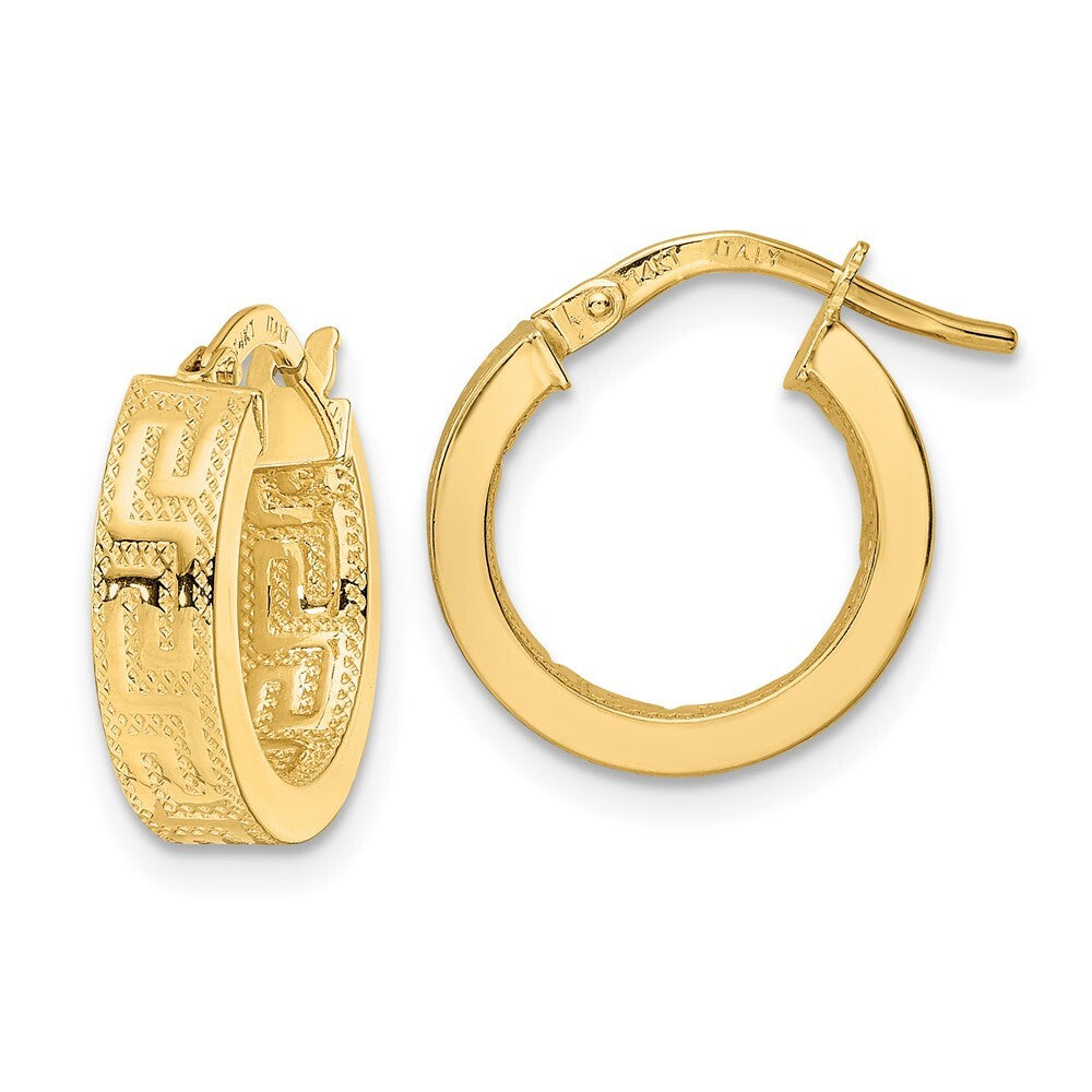 14k Yellow Gold Polished Hoop Earrings Gift for Women