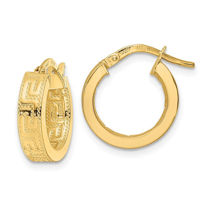 14k Yellow Gold Polished Hoop Earrings Gift for Women