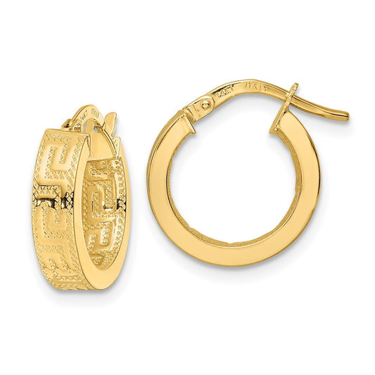 14k Yellow Gold Polished Hoop Earrings Gift for Women