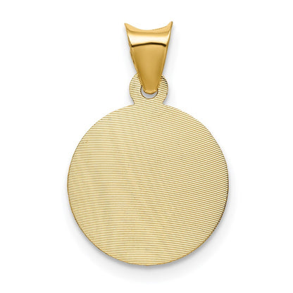 14k Yellow Gold Polished Diamond-Cut Corpus Circle Pendant for Women