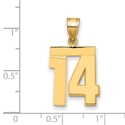 14k Yellow Gold Medium Polished Number 14 Charm Pendant for Women