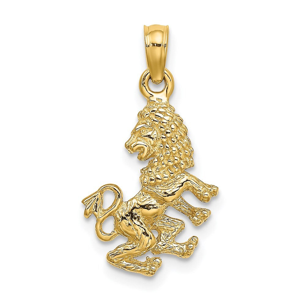 14k Yellow Gold 3-D Leo Zodiac Charm Pendant for Women